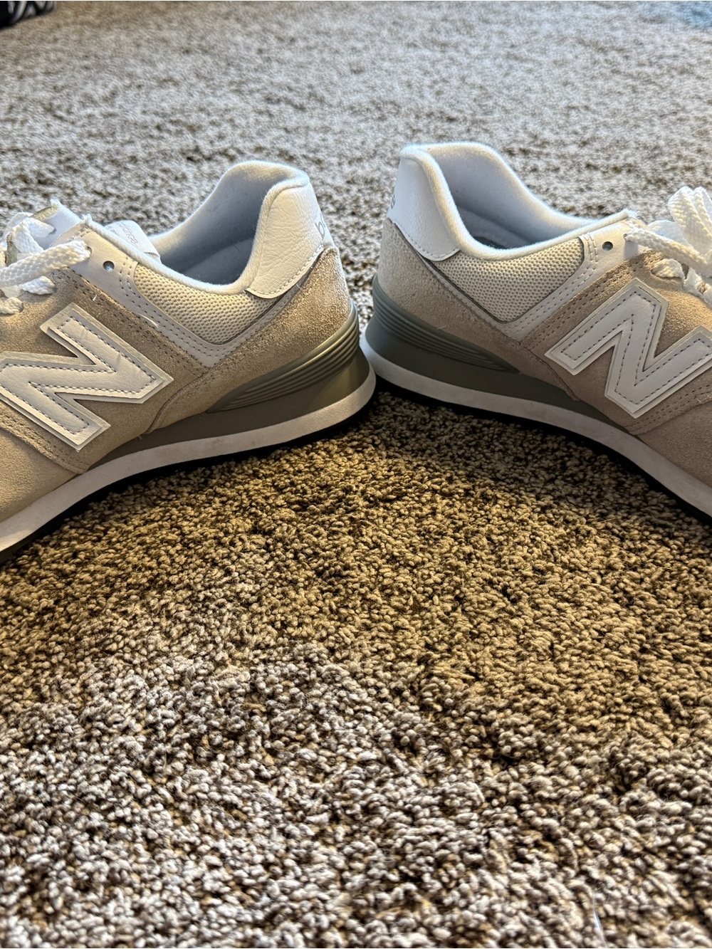 New Balance Light Beige & White Suede Sneakers
